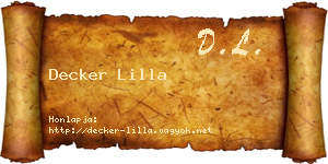 Decker Lilla névjegykártya